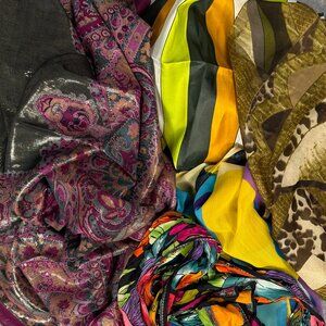 Ladies Scarves Various Colors and Sizes -All 5 scarves included in package